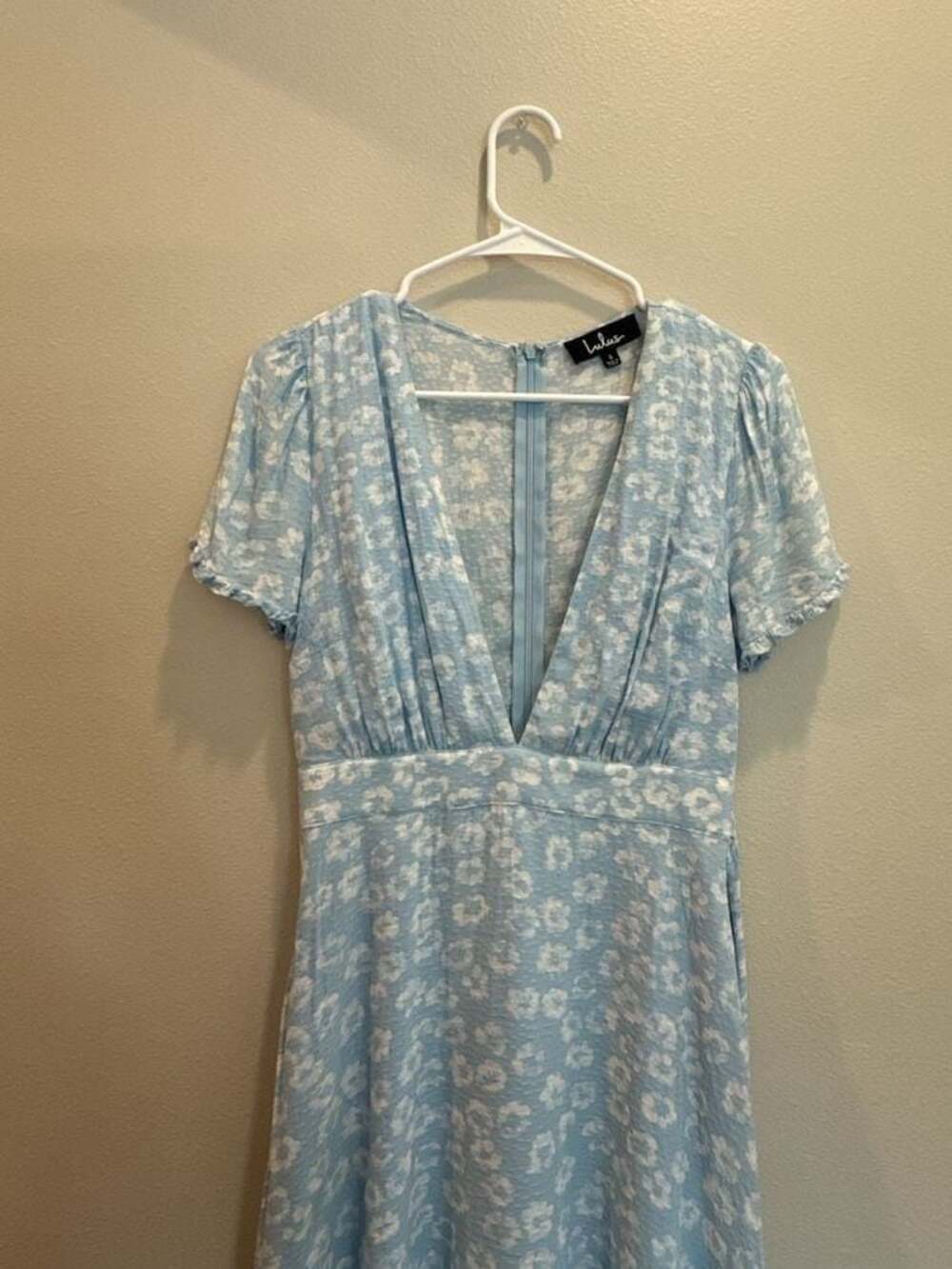 Lulus Light Blue Floral Print Mini Dress